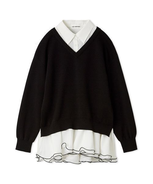 リリーブラウン　Lily Brown シャツドッキングフリルミニワンピース リリーブラウン LILY BROWN シャツドッキングフリルミニ