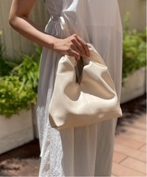 NAUL（ナウル）の「エコレザーツイストバッグ　/ハンド　ミニ　トート　ワンハンドル　ソフト　PUレザー　軽い　ブラック　ホワイト（ハンドバッグ）」