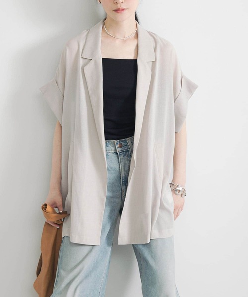 URBAN RESEARCH(アーバンリサーチ)の「シアーハーフスリーブジャケット(その他アウター・レディース・ネイビー/ベージュ/ブラック・FREE)」の7枚目の写真