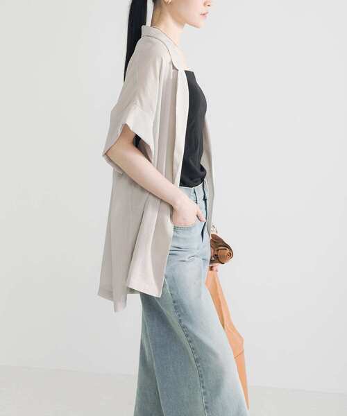 URBAN RESEARCH(アーバンリサーチ)の「シアーハーフスリーブジャケット(その他アウター・レディース・ネイビー/ベージュ/ブラック・FREE)」の8枚目の写真