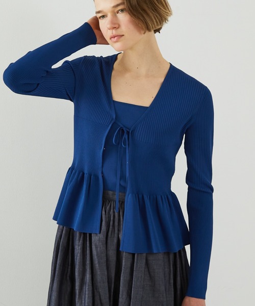 DESIGNWORKS（デザインワークス）の「２WAYリブペプラムボレロカーディガン（カーディガン/ボレロ・レディース・ホワイト/ブラック・38）」の4枚目の写真