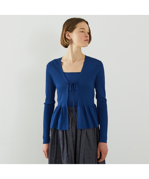 DESIGNWORKS（デザインワークス）の「２WAYリブペプラムボレロカーディガン（カーディガン/ボレロ・レディース・ホワイト/ブラック・38）」の14枚目の写真