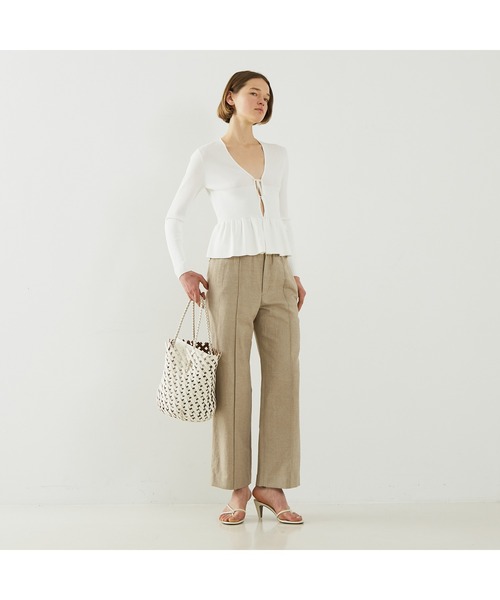 DESIGNWORKS（デザインワークス）の「２WAYリブペプラムボレロカーディガン（カーディガン/ボレロ・レディース・ホワイト/ブラック・38）」の11枚目の写真