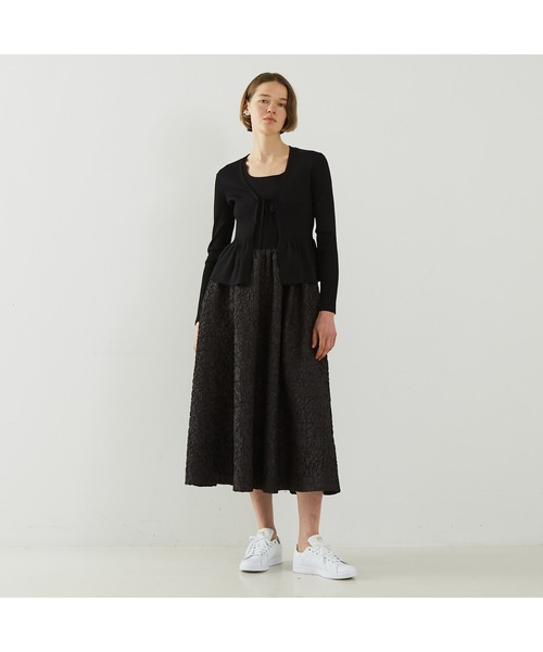 DESIGNWORKS（デザインワークス）の「２WAYリブペプラムボレロカーディガン（カーディガン/ボレロ・レディース・ホワイト/ブラック・38）」の7枚目の写真