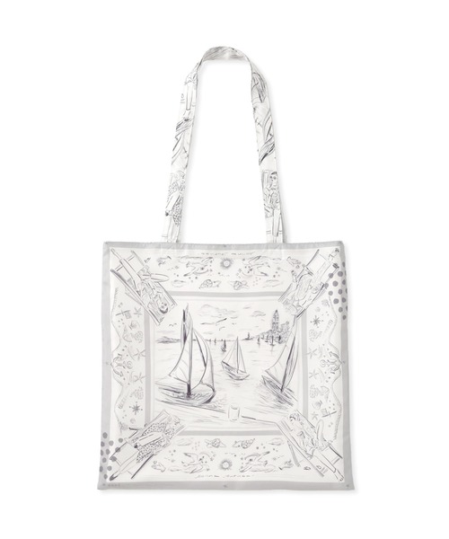 ROPE'（ロペ）の「【YUKO SAEKI for ROPE’・コラボ】スカーフ柄プリント シルクトートバッグ【A4対応】（トートバッグ・レディース・ベージュ/ホワイト・FREE）」の8枚目の写真