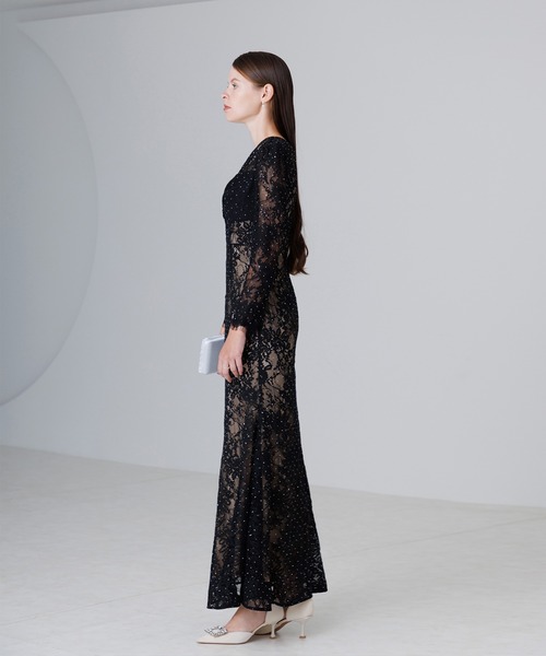 leja 結婚式　マーメイドドレス　【一度着用クリーニング済】 セール】【LEJA LUXE】ツイストオープンレースストーンマーメイド