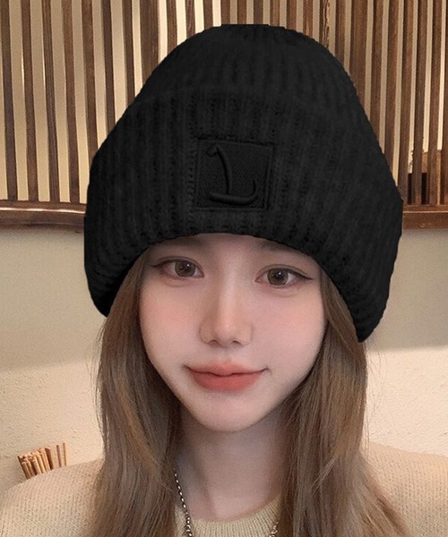 c.u.l（シーユーエル）の「ワンポイント リブデザイン ニットキャップ cula1229（ニットキャップ/ビーニー・レディース・アイボリー/ブラック/グレー/ベージュ・FREE）」の3枚目の写真