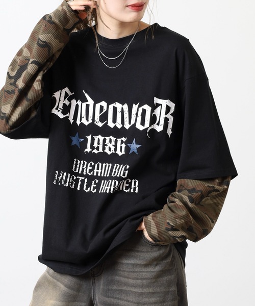 Jungle Storm（ジャングルストーム）の「JUNGLESTOTM フェイクレイヤード風Tシャツ（Tシャツ/カットソー・メンズ・ブラック/ホワイト・M/L）」の4枚目の写真