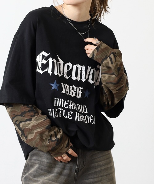 Jungle Storm（ジャングルストーム）の「JUNGLESTOTM フェイクレイヤード風Tシャツ（Tシャツ/カットソー・メンズ・ブラック/ホワイト・M/L）」の6枚目の写真