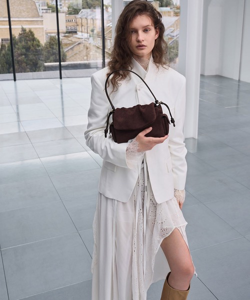 Khai カイ スエードルーシュドフラップサイドポケットトップハンドル