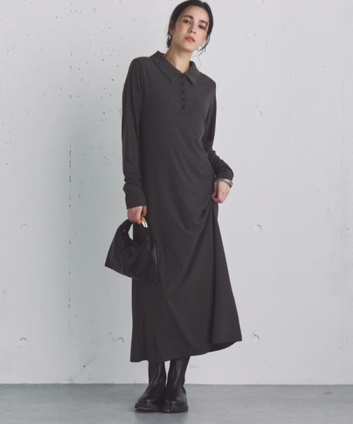 Doux archives(ドゥアルシーヴ)の「ポロカットロングワンピース(ワンピース・レディース・ブラウン/カーキ/ブラック・FREE)」の3枚目の写真