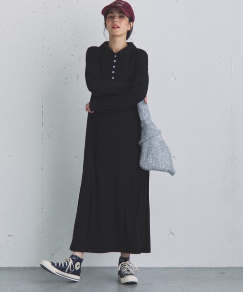 Doux archives(ドゥアルシーヴ)の「ポロカットロングワンピース(ワンピース・レディース・ブラウン/カーキ/ブラック・FREE)」の7枚目の写真