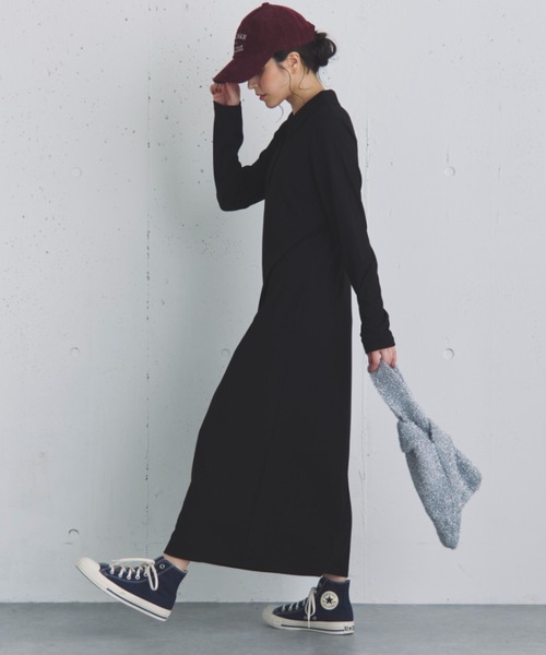 Doux archives(ドゥアルシーヴ)の「ポロカットロングワンピース(ワンピース・レディース・ブラウン/カーキ/ブラック・FREE)」の9枚目の写真