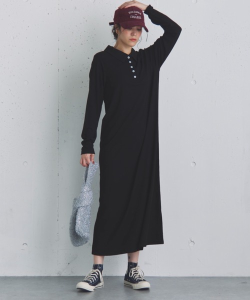 Doux archives(ドゥアルシーヴ)の「ポロカットロングワンピース(ワンピース・レディース・ブラウン/カーキ/ブラック・FREE)」の12枚目の写真