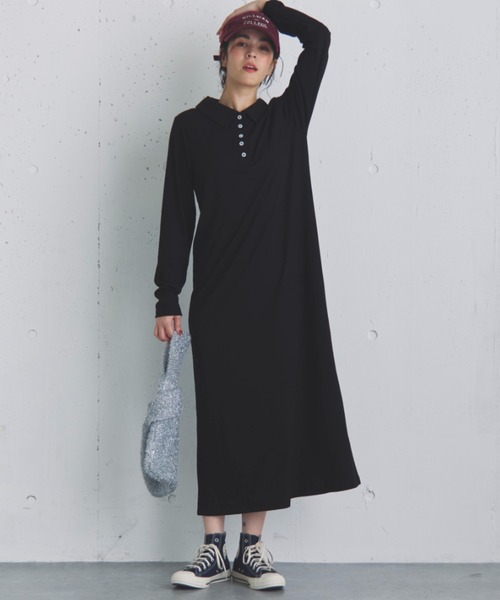 Doux archives(ドゥアルシーヴ)の「ポロカットロングワンピース(ワンピース・レディース・ブラウン/カーキ/ブラック・FREE)」の13枚目の写真