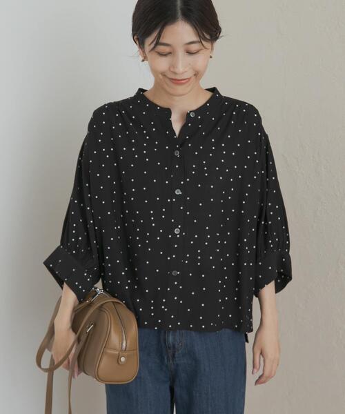 URBAN RESEARCH DOORS(アーバンリサーチドアーズ)の「楊柳ドット5分袖ブラウス(シャツ/ブラウス・レディース・カーキ/ブラック・MEDIUM)」の19枚目の写真