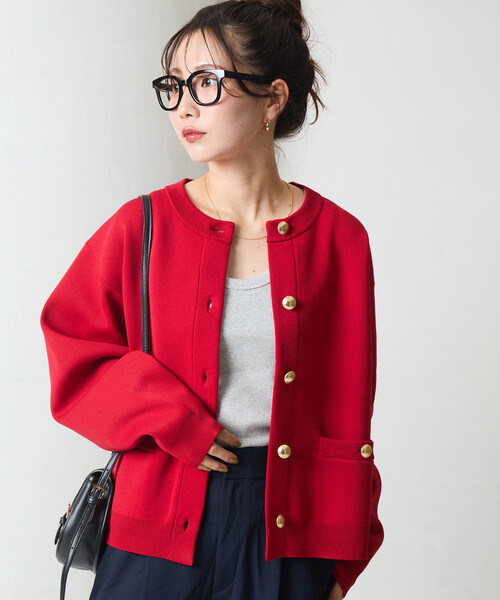 洗える✨ウール100% オールドイングランド カーディガン 金ボタン 赤 40L 洗える✨ウール100% オールドイングランド カーディガン 金ボタン 赤