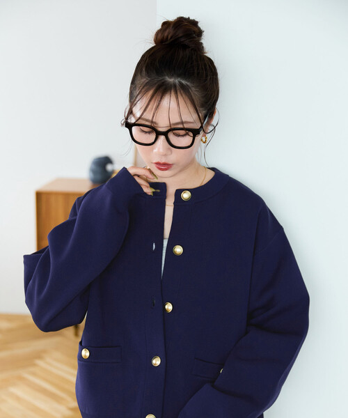 FREAK'S STORE（フリークスストア）の「限定展開　金ボタン ニット カーディガン（カーディガン/ボレロ・レディース・グレー/オフホワイト/ブラック/ネイビー/レッド/ブラウン・ﾌﾘ-）」の18枚目の写真