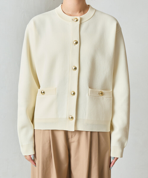 FREAK'S STORE（フリークスストア）の「限定展開　金ボタン ニット カーディガン（カーディガン/ボレロ・レディース・グレー/オフホワイト/ブラック/ネイビー/レッド/ブラウン・ﾌﾘ-）」の20枚目の写真