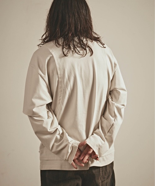 ALL RUNS（オールランズ）の「フェイクレイヤード ロングスリーブカットソー（Tシャツ/カットソー・メンズ・ホワイト/チャコール・L/M）」の6枚目の写真