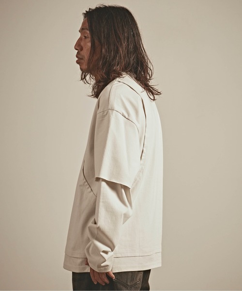 ALL RUNS（オールランズ）の「フェイクレイヤード ロングスリーブカットソー（Tシャツ/カットソー・メンズ・ホワイト/チャコール・L/M）」の7枚目の写真