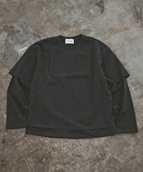 ALL RUNS（オールランズ）の「フェイクレイヤード ロングスリーブカットソー（Tシャツ/カットソー・メンズ・ホワイト/チャコール・L/M）」の13枚目の写真