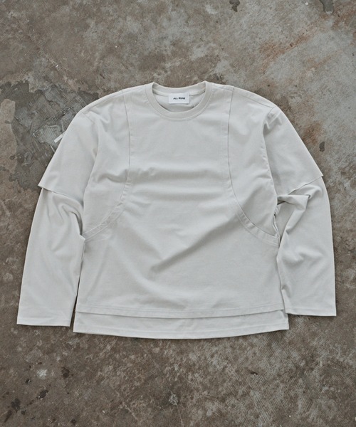 ALL RUNS（オールランズ）の「フェイクレイヤード ロングスリーブカットソー（Tシャツ/カットソー・メンズ・ホワイト/チャコール・L/M）」の14枚目の写真