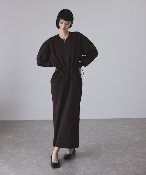 ADAM ET ROPE'　アダムエロペ　フォルムニットワンピース（ブラック） フォルムニットワンピース（ワンピース）｜ADAM ET ROPE