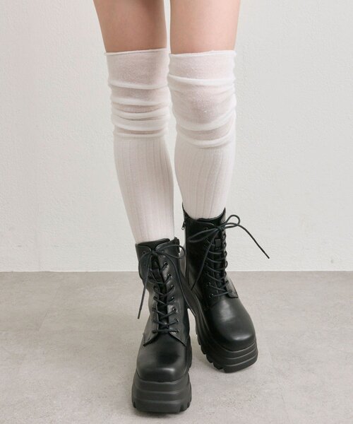 OLIVE des OLIVE（オリーブデオリーブ）の「レースアップ厚底ショートブーツ（ブーツ・レディース・ブラック/ブラウン・MEDIUM/SMALL/LARGE）」の3枚目の写真