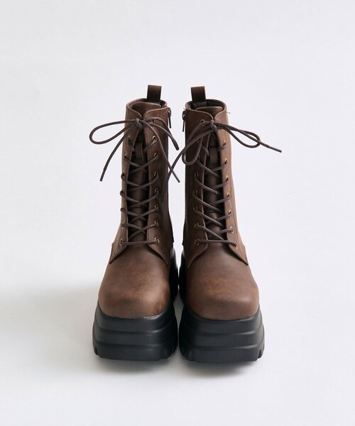 OLIVE des OLIVE（オリーブデオリーブ）の「レースアップ厚底ショートブーツ（ブーツ・レディース・ブラック/ブラウン・MEDIUM/SMALL/LARGE）」の8枚目の写真