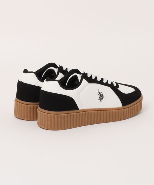 U.S. POLO ASSN.（ユーエスポロアッスン）の「【U.S. POLO ASSN./ユーエスポロアッスン】【上質なPUレザーの高級感】厚底ボリュームソール ワンポイント ローカット コンビネーションスニーカー（スニーカー・メンズ・ベージュ/ブラック/ホワイト・25cm/25.5cm/26cm/26.5cm/27cm）」の4枚目の写真