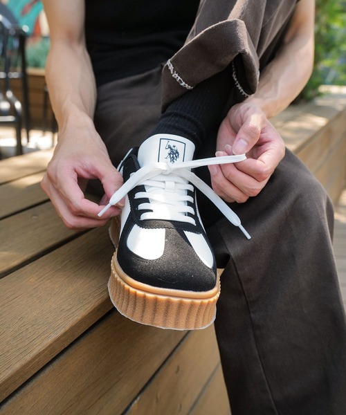U.S. POLO ASSN.（ユーエスポロアッスン）の「【U.S. POLO ASSN./ユーエスポロアッスン】【上質なPUレザーの高級感】厚底ボリュームソール ワンポイント ローカット コンビネーションスニーカー（スニーカー・メンズ・ベージュ/ブラック/ホワイト・25cm/25.5cm/26cm/26.5cm/27cm）」の17枚目の写真