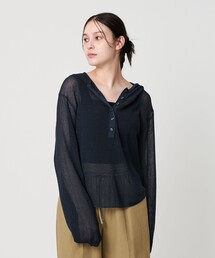 BEAUTY&YOUTH UNITED ARROWS | コットンポリエステル  ヘンリーネックフーディ ウォッシャブル(ニット/セーター)