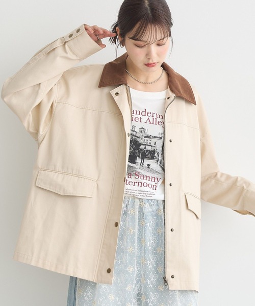 earth music&ecology(アースミュージックアンドエコロジー)の「【2025AW】ハンティングジャケット(ブルゾン・レディース・アイボリー/ブラウン・FREE)」の2枚目の写真