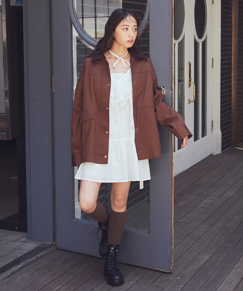 earth music&ecology(アースミュージックアンドエコロジー)の「【2025AW】ハンティングジャケット(ブルゾン・レディース・アイボリー/ブラウン・FREE)」の6枚目の写真