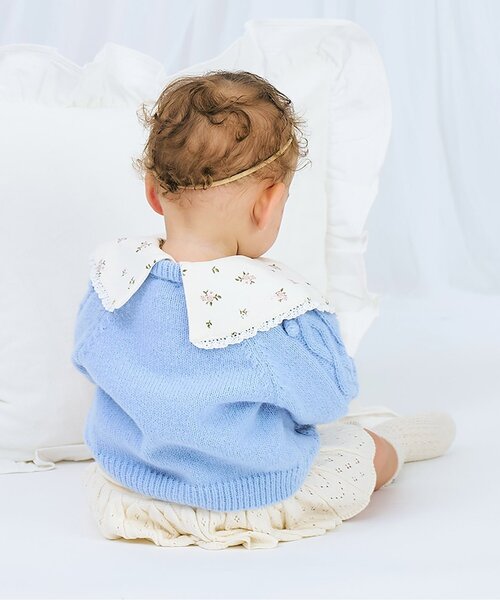 apres les cours（アプレレクール）の「【洗える】ポンポンニットベビーカーディガン（その他ベビーウェア・キッズ・アイボリー/サックスブルー・70/80）」の10枚目の写真