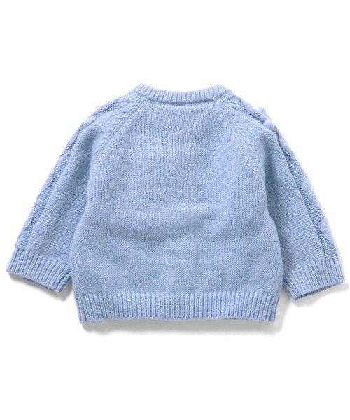 apres les cours（アプレレクール）の「【洗える】ポンポンニットベビーカーディガン（その他ベビーウェア・キッズ・アイボリー/サックスブルー・70/80）」の4枚目の写真
