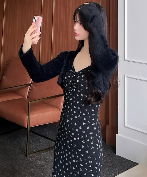 ROYAL PARTY(ロイヤルパーティー)の「小花柄シャギーニットボレロアンサンブルワンピース(ワンピース・レディース・ブラウン/ライトグレー/ブラック・FREE)」の18枚目の写真