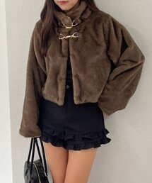 continuer de NICE CLAUP | ビット付MIXファーショートジャケット(ブルゾン)