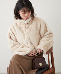 continuer de NICE CLAUP | ビット付MIXファーショートジャケット(ブルゾン)