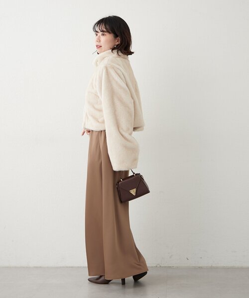 continuer de NICE CLAUP（コンティニューデナイスクラップ）の「ビット付MIXファーショートジャケット（ブルゾン・レディース・ベージュ/アイボリー/ブラウン・FREE）」の7枚目の写真