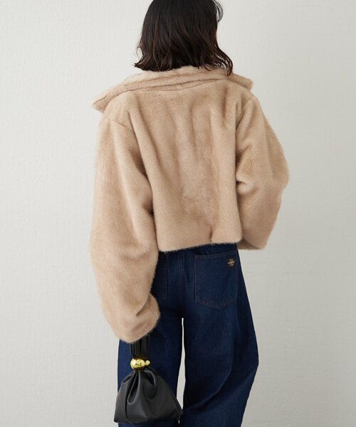 continuer de NICE CLAUP（コンティニューデナイスクラップ）の「ビット付MIXファーショートジャケット（ブルゾン・レディース・ベージュ/アイボリー/ブラウン・FREE）」の17枚目の写真