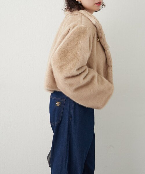 continuer de NICE CLAUP（コンティニューデナイスクラップ）の「ビット付MIXファーショートジャケット（ブルゾン・レディース・ベージュ/アイボリー/ブラウン・FREE）」の18枚目の写真