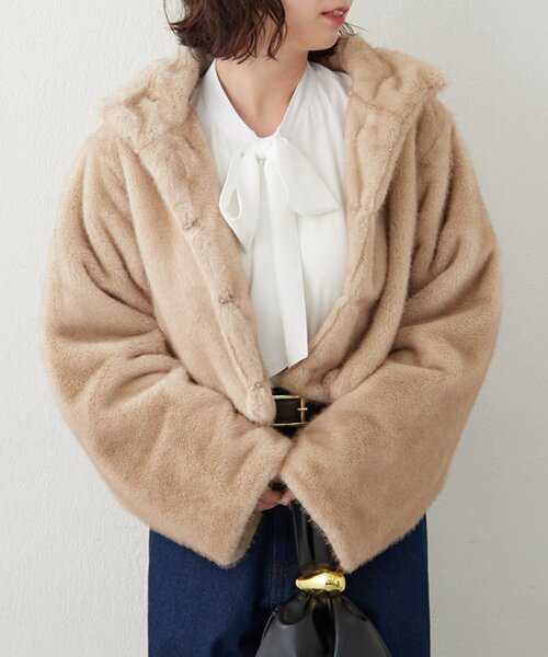 ビット付MIXファーショートジャケット（ブルゾン）｜continuer de NICE