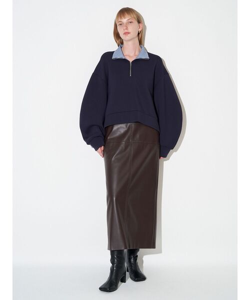 ELENDEEK(エレンディーク)の「フェイクレザースカート(スカート・レディース・ブラック/オフホワイト/ブラウン・02/01)」の6枚目の写真