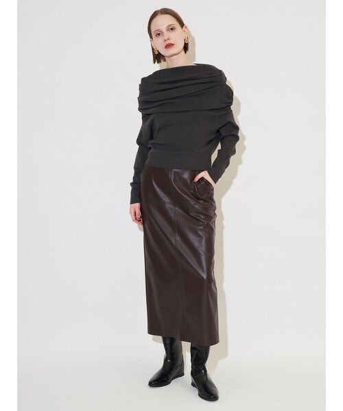 ELENDEEK(エレンディーク)の「フェイクレザースカート(スカート・レディース・ブラック/オフホワイト/ブラウン・02/01)」の9枚目の写真