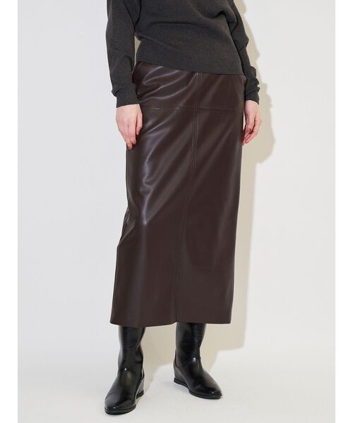 ELENDEEK(エレンディーク)の「フェイクレザースカート(スカート・レディース・ブラック/オフホワイト/ブラウン・02/01)」の12枚目の写真