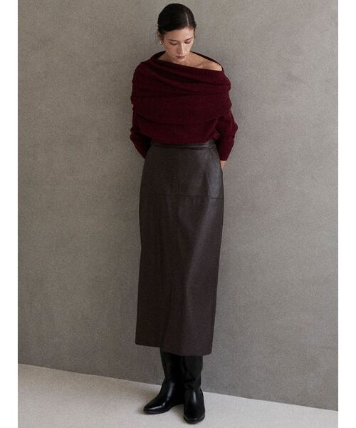 ELENDEEK(エレンディーク)の「フェイクレザースカート(スカート・レディース・ブラック/オフホワイト/ブラウン・02/01)」の14枚目の写真