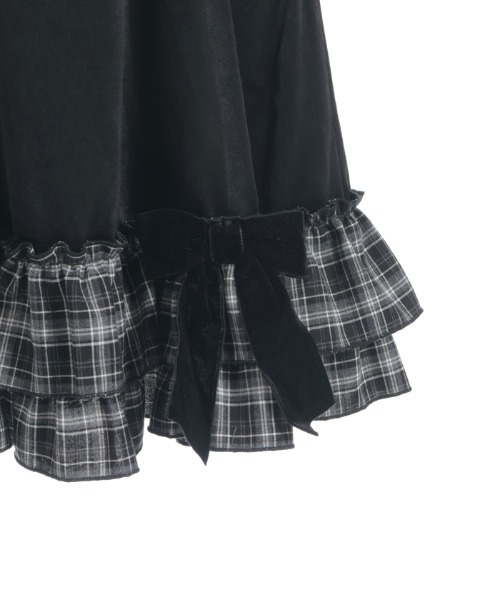 セール】ベロア×チェックフリルワンピース（ワンピース）｜NIBBLE