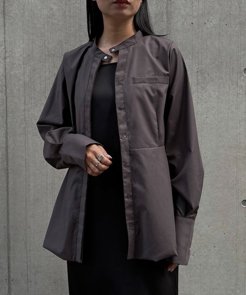 &g'aime(アンジェム)の「【&g'aime】ペプラムバールンブラウス Peplum Balloon Blouse(シャツ/ブラウス・レディース・チャコールグレー/ブラック/モカ・FREE)」の3枚目の写真